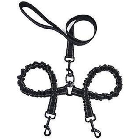 Laisse double pour chien anti-nœuds avec absorption des chocs et conception détachable (1/5)