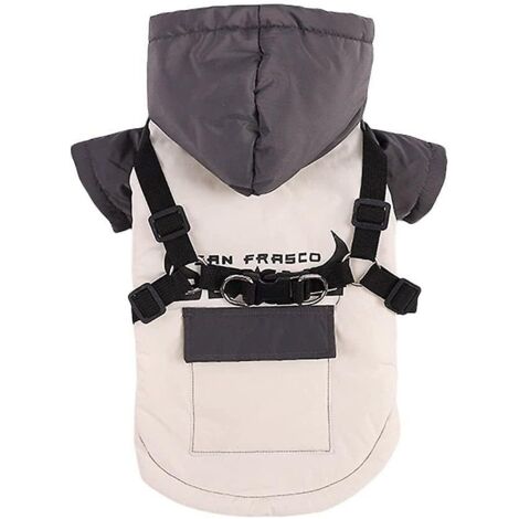 Manteau d'hiver imperméable avec harnais intégré pour petits chiens (1/4)