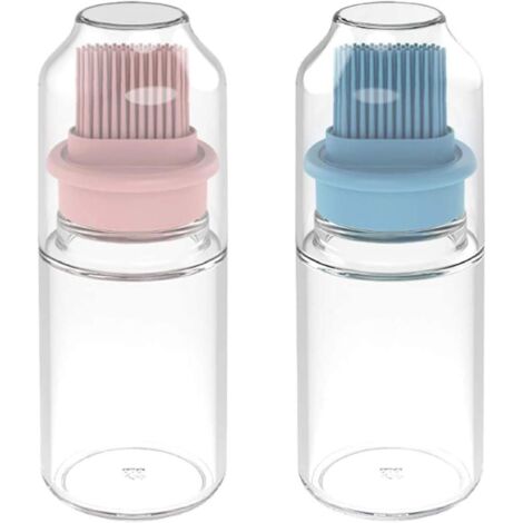 Ensemble de 2 pièces comprenant une bouteille d'huile en silicone et un pinceau à badigeonner pour barbecue et grillades - Idéal pour griller poissons et viandes. (1/5)