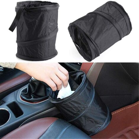 Lot de 2 poubelles de voiture pliables et portables - Corbeille à papier universelle avec sac de rangement suspendu pour les voyages (1/5)