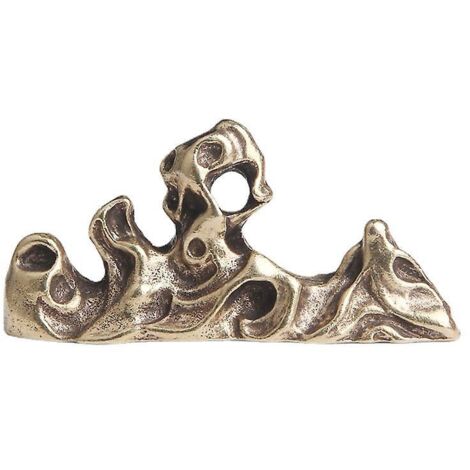 Porte-stylo en laiton antique en forme de semis, idéal pour un bureau zen ou comme objet de décoration. (1/5)