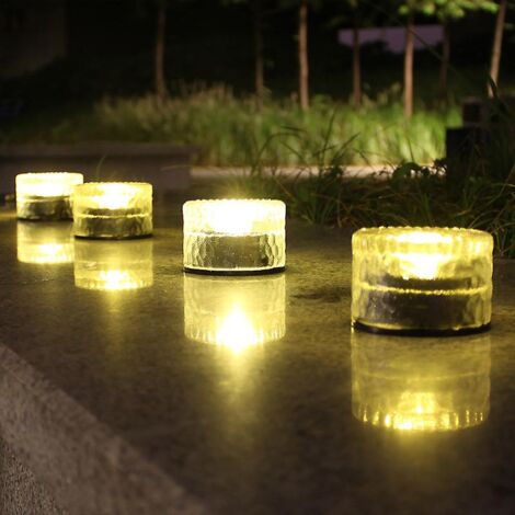 Lot de 4 lampes solaires intelligentes blanc chaud à encastrer pour pelouses, parcs, cours, balcons et hôtels (1/4)