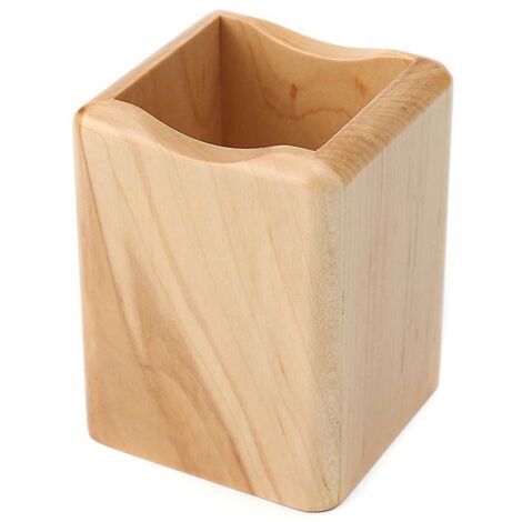 Porte-stylo de bureau en bois de cerisier : Organisateur de bureau élégant en bois massif pour outils de maquillage et stylos (1/4)
