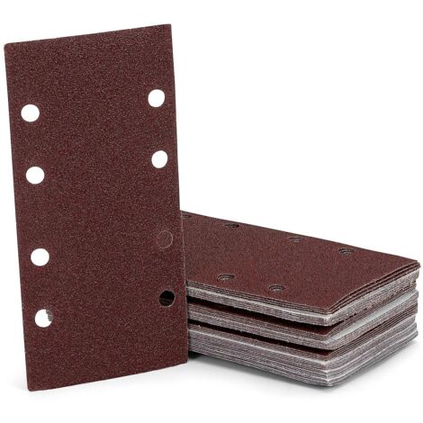 Lot de 40 feuilles abrasives autocollantes pour ponceuse oscillante, grains assortis 60/80/120/240, 93 x 190 mm (1/5)