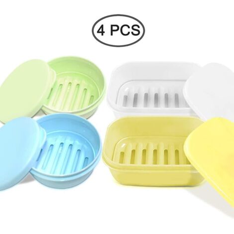 Ensemble de 4 porte-savons de salle de bain colorés et étanches (1/5)