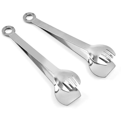 Pinces de service en acier inoxydable de 15 cm, lot de 2, pour la cuisine, le barbecue et les buffets. (1/4)