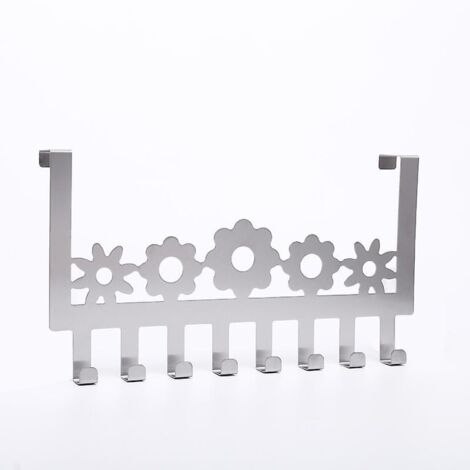 Crochet de porte monobloc en acier inoxydable sans soudure, motif floral - Porte-manteau et organisateur de rangement sans perçage pour salon et cuisine (1/5)