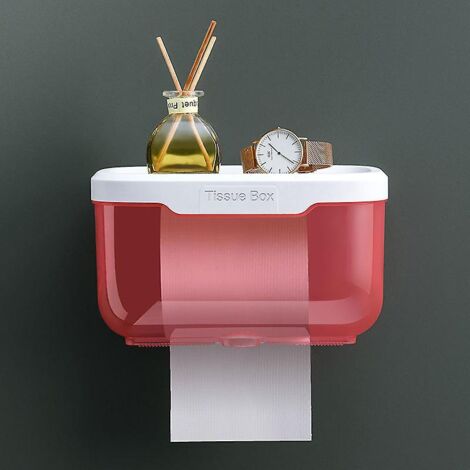 Porte-papier toilette avec boîte de rangement - Rose (1/4)