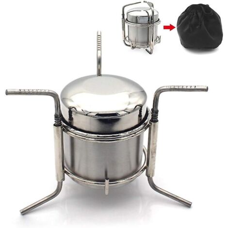 Réchaud à alcool portable en acier inoxydable pour le camping, les pique-niques et les barbecues. (1/5)