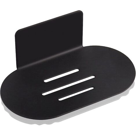 Porte-savon mural autocollant en acier inoxydable pour salle de bain et cuisine, noir (1/5)