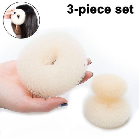 Lot de 3 anneaux à chignon blancs pour femmes, en forme de donut. (1/5)
