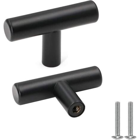 Lot de 10 boutons de meuble vintage en acier inoxydable noir avec vis pour commode et armoire (1/5)