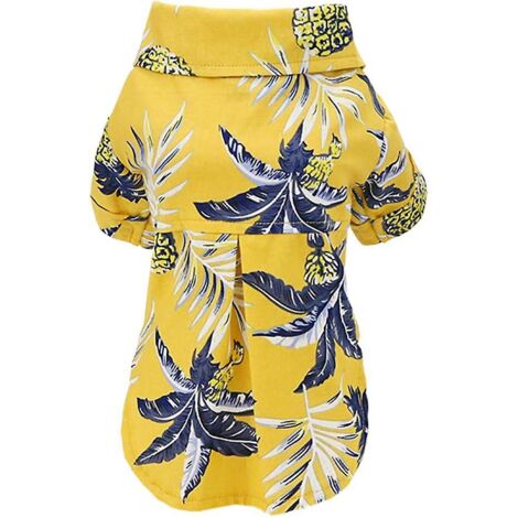 Débardeur jaune hawaïen à motif noix de coco pour petits chiens et chiots (1/5)