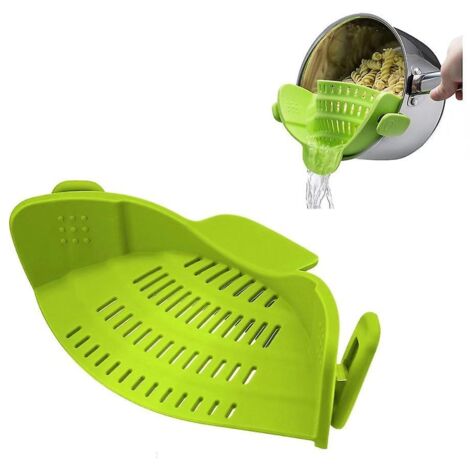 Passoire alimentaire à pince en silicone pour casseroles, poêles et bols - Résistante à la chaleur avec pince à pâtes (1/5)