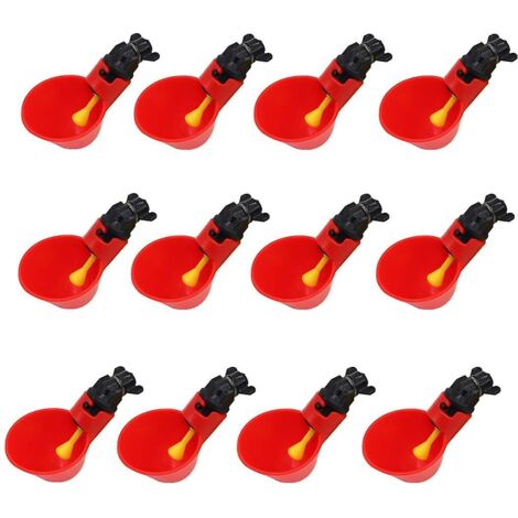 Lot de 12 abreuvoirs automatiques pour volailles (poussins, cailles, canards et autres oiseaux) - Bols en plastique pour poules (1/4)