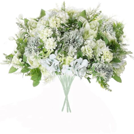 Ensemble de 3 fleurs artificielles pivoines et chrysanthèmes - Bouquet de décoration de mariage violet (1/5)