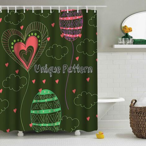 Rideau de douche imperméable et lavable en machine, en polyester épais anti-moisissure - 180 x 180 cm, modèle 12 (1/4)