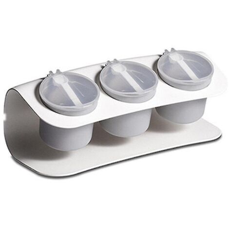 Ensemble de 3 boîtes à épices créatives - Pots à épices en plastique blanc pour une utilisation simple en cuisine et à la maison (1/5)