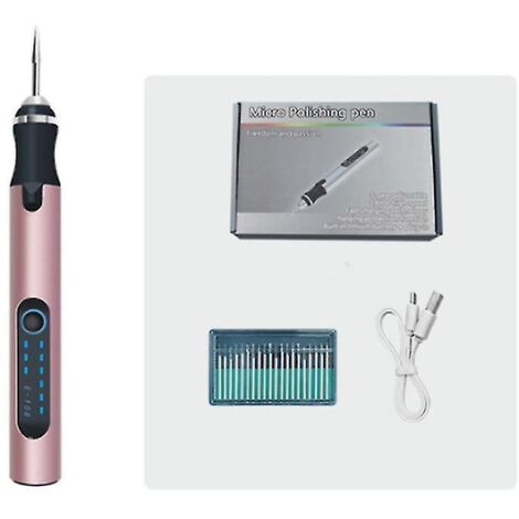 Kit d'outil rotatif sans fil miniature avec 20 accessoires, 3 vitesses, chargement USB, outil rotatif multifonction 4,2 V pour ponçage et polissage - Rose (1/5)
