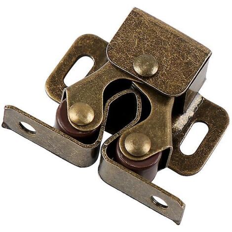 Lot de 12 loquets à double rouleau pour portes de placards, finition zinc plaquée - Idéaux pour les placards de cuisine, les armoires et les tiroirs - Bronze vert (1/5)
