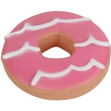 Jouet pour chien en caoutchouc couineur, interactif à mâcher, en forme de donut, pour le nettoyage des dents, durable (rose) (1/5)