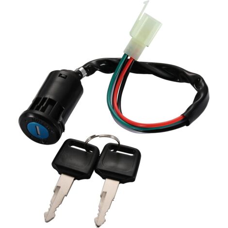 Interrupteur à clé d'allumage à 4 broches de remplacement pour scooters, quads, motos tout-terrain, mini-motos et karts chinois de 50 à 125 cm3 (1/4)