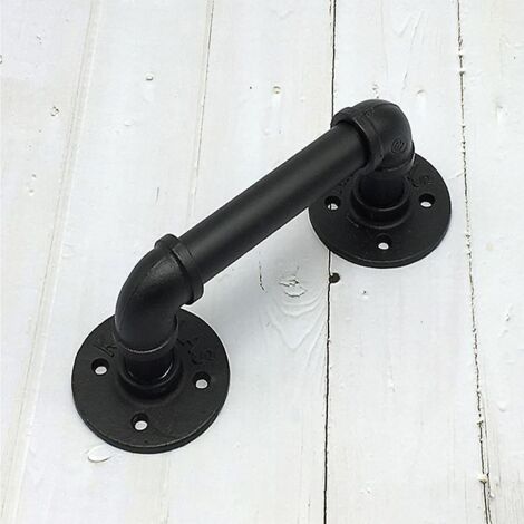 Rambarde en tuyau de fer noir style industriel rétro pour escaliers, murs, loft, couloir (1/3)