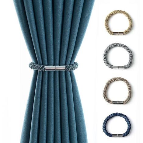 Lot de 2 embrasses magnétiques bleues pour rideaux décoratifs (1/4)