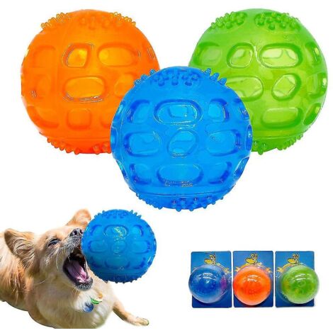 Balle à mâcher flottante en caoutchouc indestructible pour chien avec couineur - Bleue (1/5)