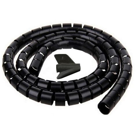 Gaine de protection flexible noire de 2 m et 22 mm de diamètre, idéale pour la gestion des câbles de télévision, PC, maison et bureau. (1/5)