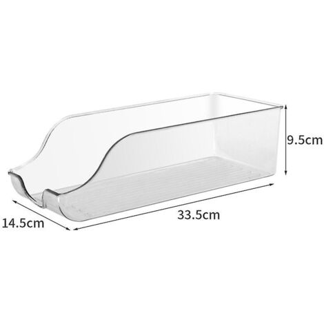 Bac de rangement transparent en plastique pour réfrigérateur et placard, sans couvercle - Petit modèle (1/4)