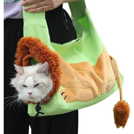 Sac de transport respirant en toile pour chat et chien, motif lion - Sac de voyage portable pour chats et chiens (1/5)