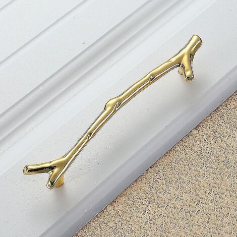 Ensemble de 2 poignées de porte de jardin en bois dendritique doré en forme de T avec entraxe de 96 mm (1/4)