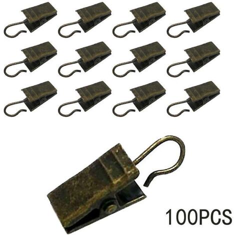 100 pinces à rideaux en métal bronze, crochets pour décoration de fête et suspension de lumières (1/4)