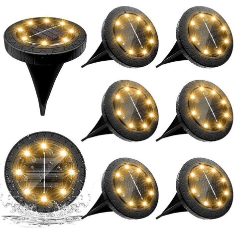 Lot de 4 lampes solaires LED d'extérieur pour jardin - Projecteurs solaires étanches blanc chaud avec panneau solaire décoratif - Pour l'éclairage paysager (1/5)