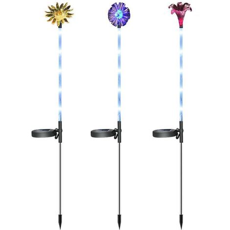 Lot de 3 lampes solaires LED à changement de couleur pour la décoration de jardin extérieur (1/4)