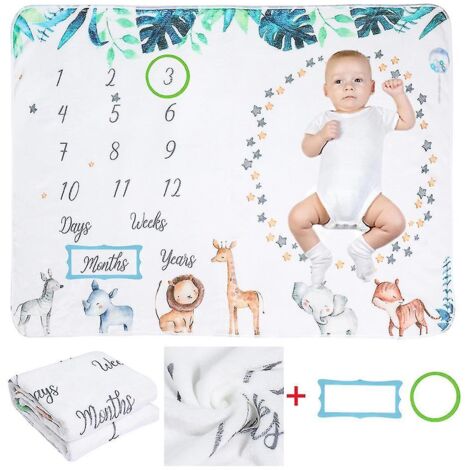 Couverture en flanelle pour bébé, accessoire photo, motif animal, 75 x 100 cm (1/4)
