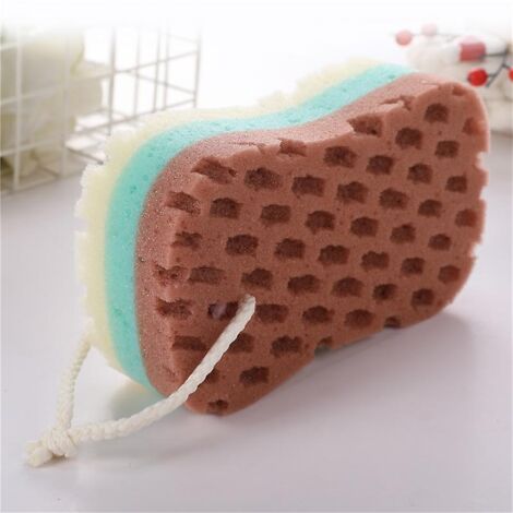 Grande éponge de bain loofah pour exfolier le corps et se laver sous la douche - 3 couleurs, convient aux femmes, aux hommes et aux enfants (1/5)