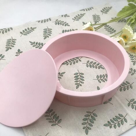 Moule à gâteau antiadhésif en silicone rose de 20 cm (8 pouces) à fond amovible, idéal pour cheesecakes, toasts, chiffon cakes et mousses. (1/4)