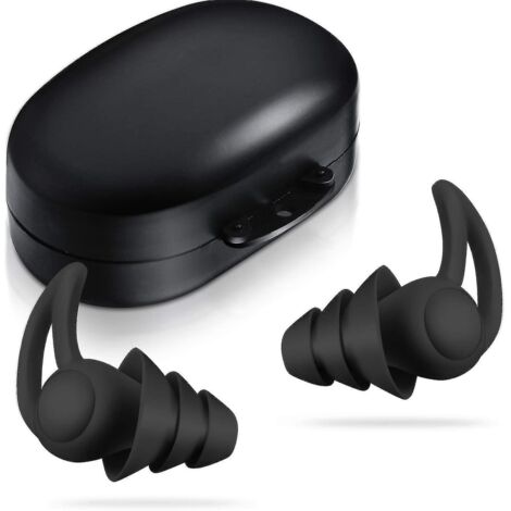 Bouchons d'oreilles sans fil en silicone antibruit pour dormir, réutilisables, noirs (1/5)