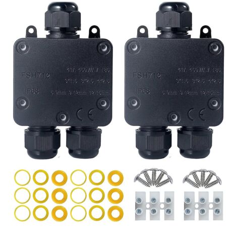 Boîte de jonction étanche IP68 à 3 voies pour câbles de 5 à 15 mm de diamètre, lot de 2 (1/5)