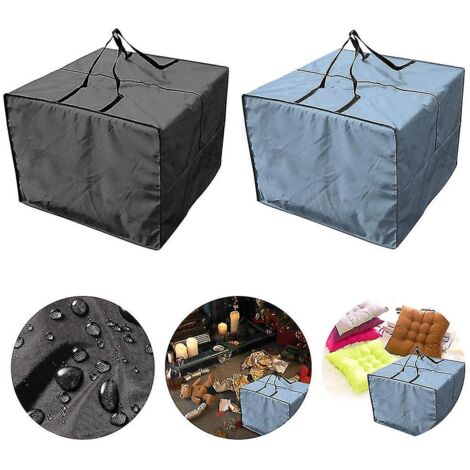 Sac de rangement imperméable noir pour coussins de mobilier d'extérieur, pour la protection et le transport (1/5)
