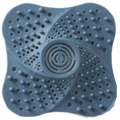 Bouchon de douche en silicone avec ventouse et récupérateur de cheveux - Bleu (1/5)