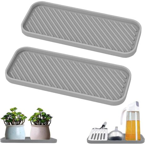 Ensemble organisateur d'évier en silicone avec tapis égouttoir pour éponge et accessoires de vaisselle (1/5)