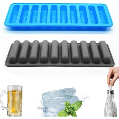 Moules à glaçons doubles en silicone à 10 cavités, démoulage facile et réutilisables pour l'eau, le whisky et les cocktails (1/5)
