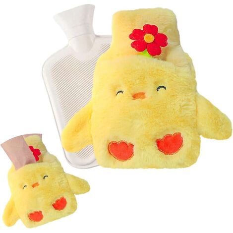 Bouillotte miniature en peluche poulet jaune dessin animé avec couvercle (1/5)