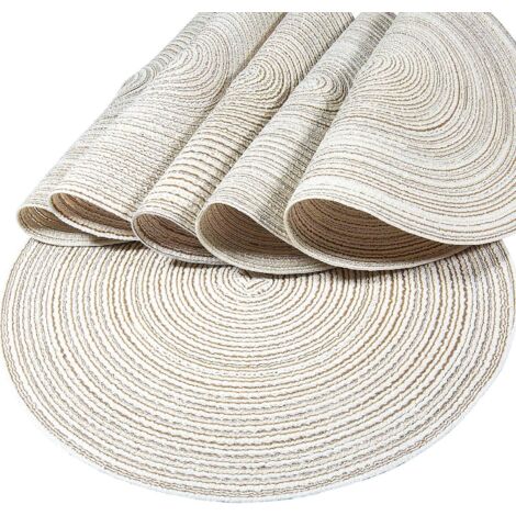 Lot de 6 sets de table ronds en tissu résistant à la chaleur, beige, 36 cm (1/5)