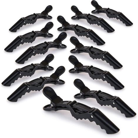 Lot de 12 pinces à cheveux professionnelles pour femmes - Pinces crocodile avec poignée antidérapante et grandes dents (1/5)