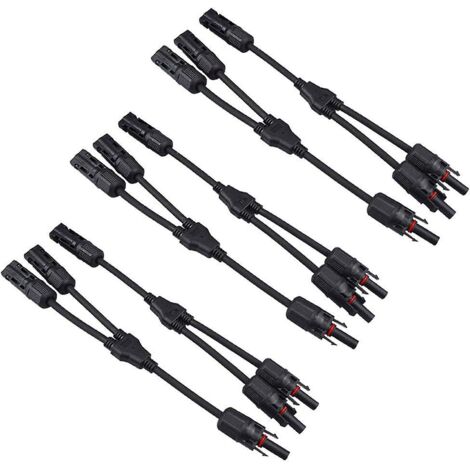 Ensemble de 3 paires de connecteurs en Y pour panneaux solaires destinés aux systèmes photovoltaïques professionnels (1/5)