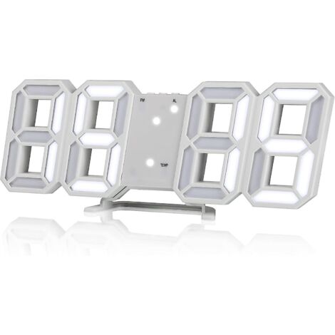 Horloge murale LED numérique USB avec lumière réglable, calendrier, alarme et affichage de la température - Idéale pour le bureau, la maison, l'hôtel et la chambre. (1/5)
